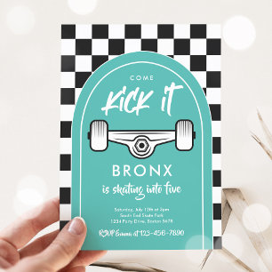 Skateboard Come Kick It Urban Sport Geburtstagspar Einladung