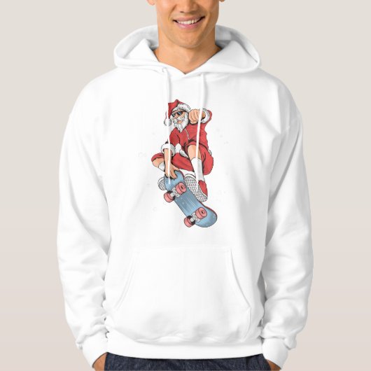 Skateboard Cool Santa | Weihnachten Hoodie (Vorderseite)