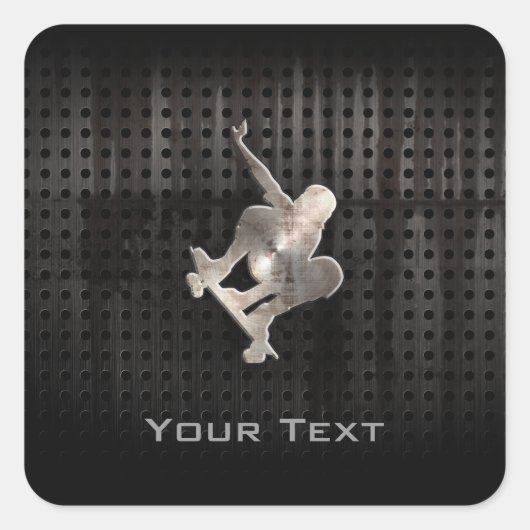 Skateboard; Cool Schwarz Quadratischer Aufkleber (Vorderseite)