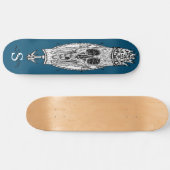 Skateboard Custom Blue Skeleton Nautical King (Horizontal)