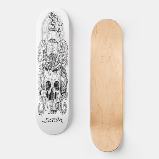 Skateboard Custom Skeleton Nautical Pirate King (Vorderseite)
