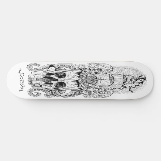 Skateboard Custom Skeleton Nautical Pirate King (Horizontal)