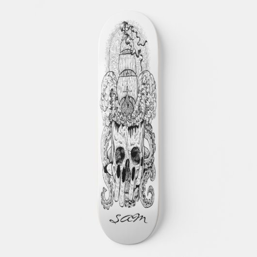 Skateboard Custom Skeleton Nautical Pirate King (Vorderseite)