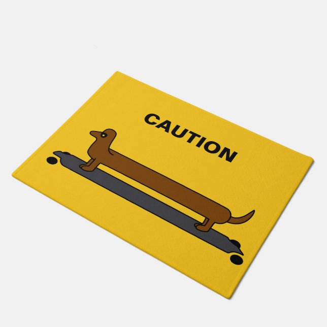 Skateboard-Dackel Fußmatte (Schrägansicht)