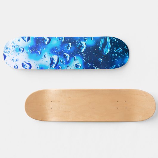 Skateboard Deck, Blue Raindrops Design (Horizontal)