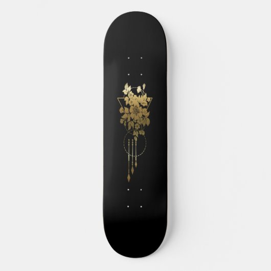 Skateboard Deck "Geometric Floral in Gold" (Vorderseite)