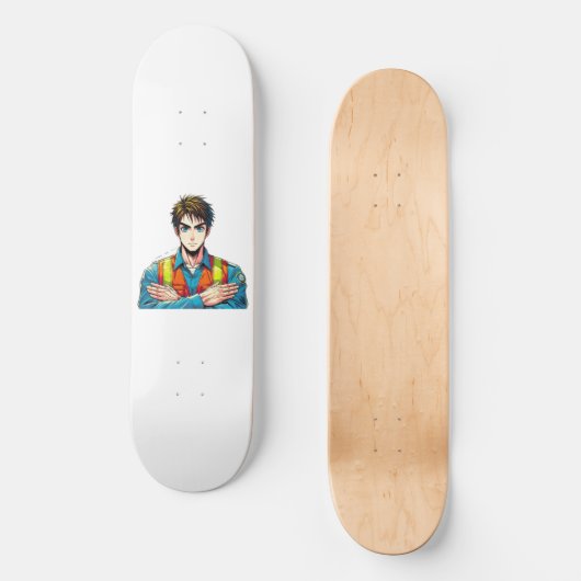 Skateboard Deck mit Manga-Sicherheitsfachmann (Vorderseite)