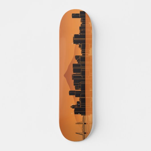 Skateboard Deck - Portland Skyline - Orange (Vorne)