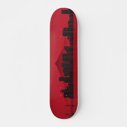 Skateboard Deck - Portland Skyline - Rot (Vorne)