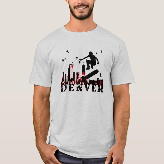 Skateboard. Denver-Feuer T-Shirt (Vorderseite)