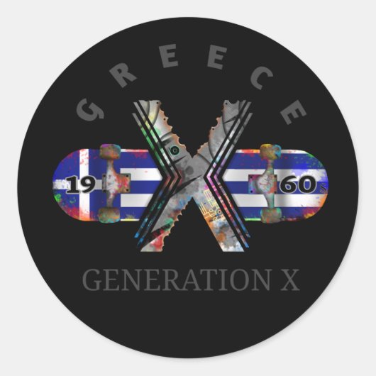 Skateboard der Generation X Griechenland der 60er  Runder Aufkleber (Vorderseite)