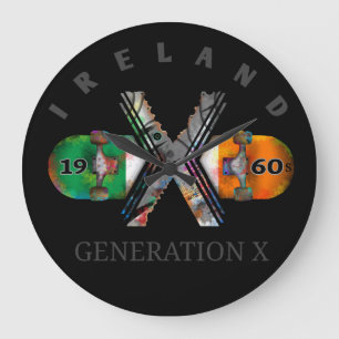 Skateboard der Generation X Irland der 1960er Jahr Große Wanduhr