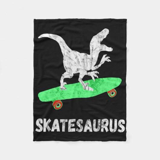 Skateboard Dinosaur Skateboard fahrender T-Rex Lus Fleecedecke (Vorderseite)