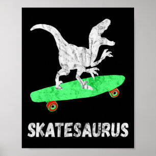 Skateboard Dinosaur Skateboard fahrender T-rex Lus Poster