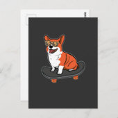 Skateboard Dog Corgi Sonnenbrille Skater Welpe Postkarte (Vorne/Hinten)