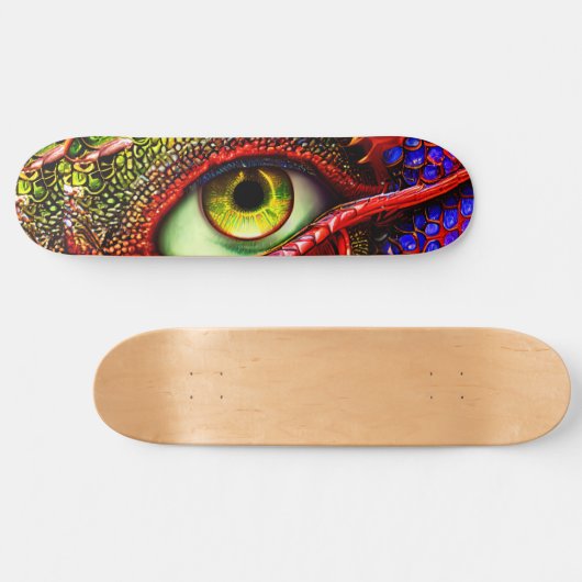 Skateboard Dragon Retro Cooles Auge (Horizontal)