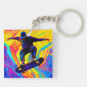 Skateboard durch Farben Schlüsselanhänger (Rückseite)