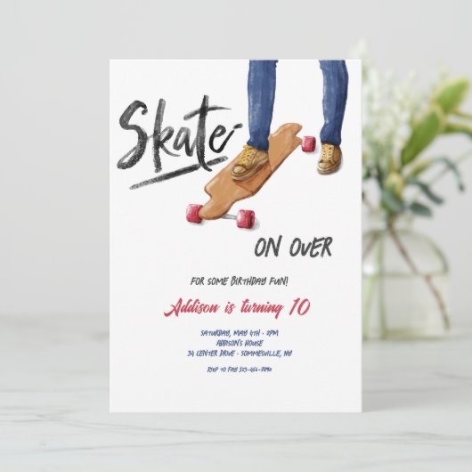 Skateboard Einladung (Stehend Vorderseite)