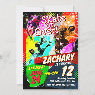 Skateboard - Einladung zum Geburtstag