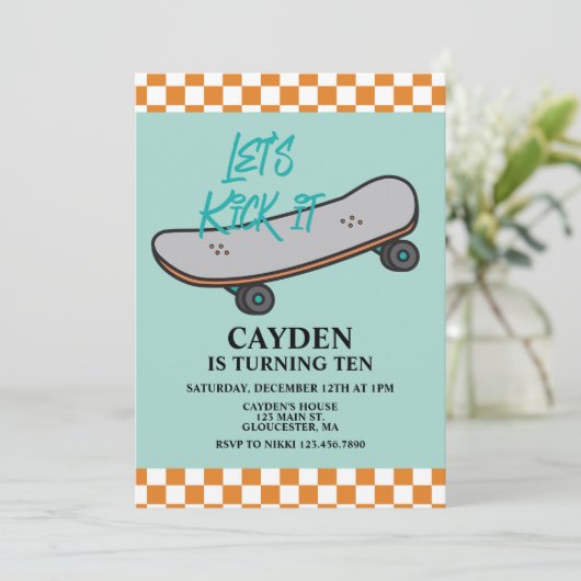 Skateboard - Einladung zum Geburtstag (Stehend Vorderseite)