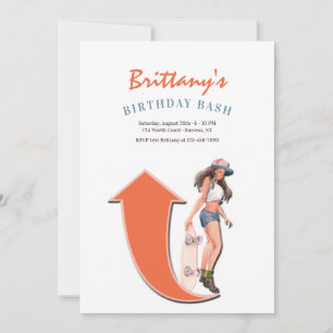 Skateboard fahrende Mädchen Einladung