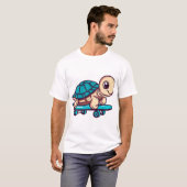 Skateboard fahrende Schildkröte T-Shirt (Vorne ganz)