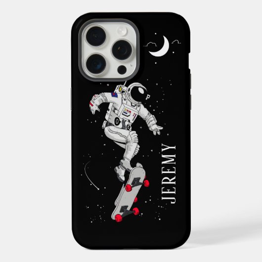 Skateboard fahrender Astronaut iPhone Hülle (Rückseite)