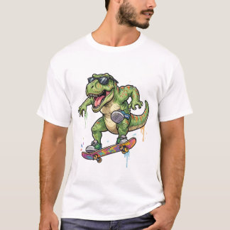 Skateboard fahrender Dinosaurier 🦖🛹 T-Shirt