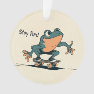 Skateboard fahrender Frosch – Süße Cartoon-Tier-Ku Ornament