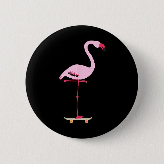 Skateboard fahrender Rosa Flamingo Cool Lustige Gr Button (Vorderseite)