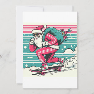 Skateboard fahrender Weihnachtsmann Einladung