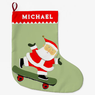 Skateboard fahrender Weihnachtsmann Skateboarder Großer Weihnachtsstrumpf