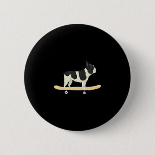 Skateboard-fahrendes Französische Bulldogge Welpen Button