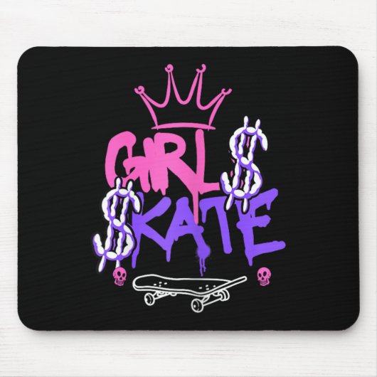 Skateboard fahrendes Mädchen  Mousepad (Vorne)
