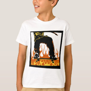 Skateboard flammt T - Shirt