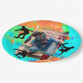 Skateboard Foto Geburtstag, Party Paper Teller (Schrägansicht)