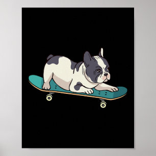 Skateboard Französische Bulldogge Skateboarding Hu Poster
