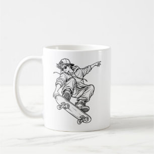 Skateboard Freestyle – Urbane Linienkunst Kaffeetasse