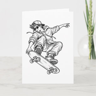 Skateboard Freestyle – Urbane Linienkunst Karte