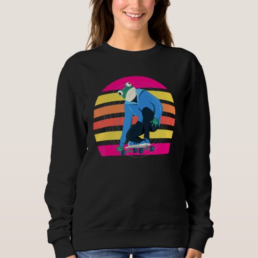 Skateboard Frosch Sunset Sweatshirt (Vorderseite)