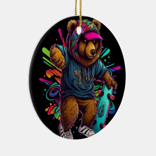 Skateboard für Bärenschwanz Keramik Ornament (Rechts)