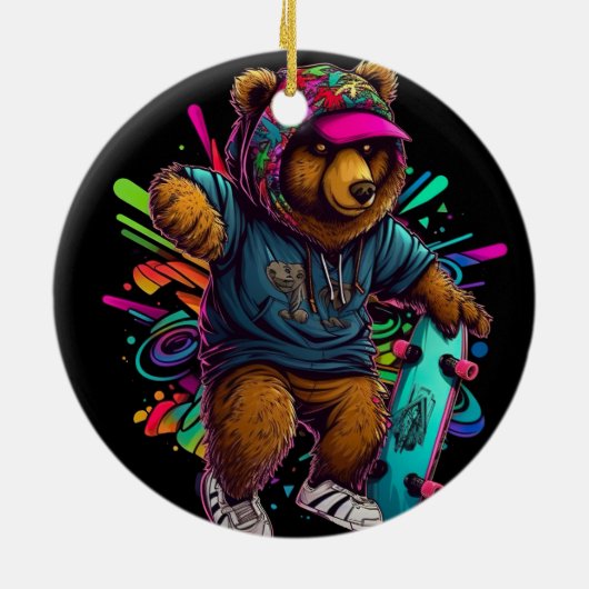 Skateboard für Bärenschwanz Keramik Ornament (Hinten)