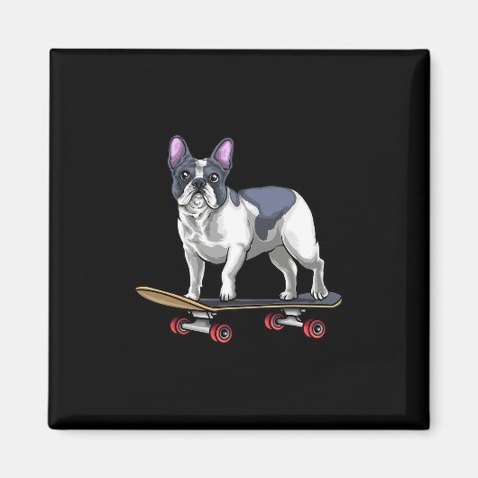 Skateboard für Bulldoggen Magnet (Vorne)