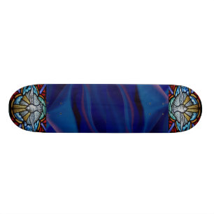 Skateboard für festgehaltenes Glasfenster
