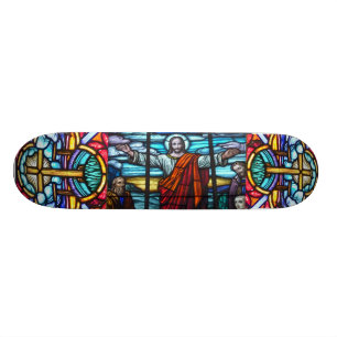 Skateboard für festgehaltenes Glasfenster