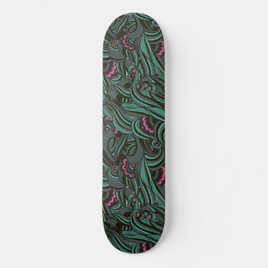 Skateboard für grüne und rosa Blumenmuster (Vorderseite)