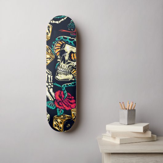 Skateboard für Skull und Rose (Wandkunst)
