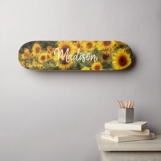 Skateboard für Sonnenblumenfelder (Wandkunst (Horz))