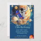 Skateboard Geburtstag, Astronaut Geburtstag, Weltr Einladung (Vorderseite)