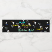 Skateboard Geburtstag im Alter Wasserflaschenetikett (Einzelnes Label)